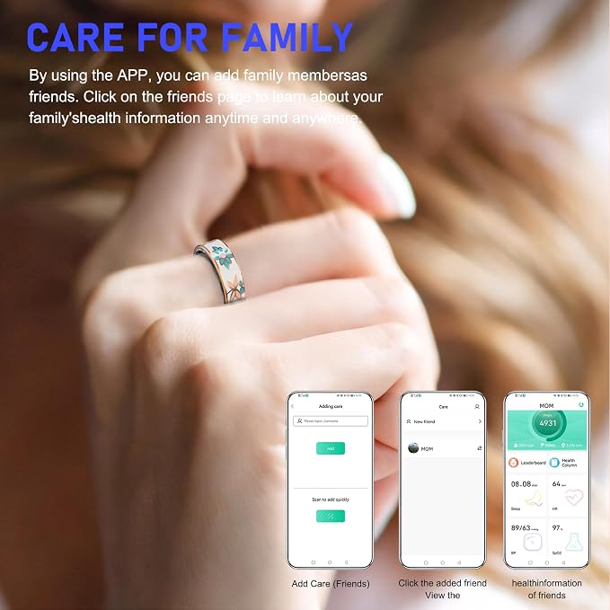 Smart Ring for Women & Men,Fitness Tracker with Heart Rate,Blood Oxygen,Blood Pressure,Sleep Monitoring,Step Counting,IP68 Waterproof,Rose Gold+White 9# for iPhone/Android,No Subscription