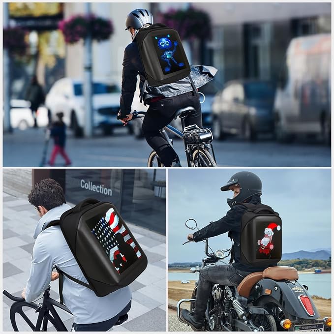 LED Backpack,16 Inch Programmable Screen Laptop Backpack | App Control,Waterproof led bag, Travel, Cycling,Motorcycle Backpack,Venues support,Hit The Street