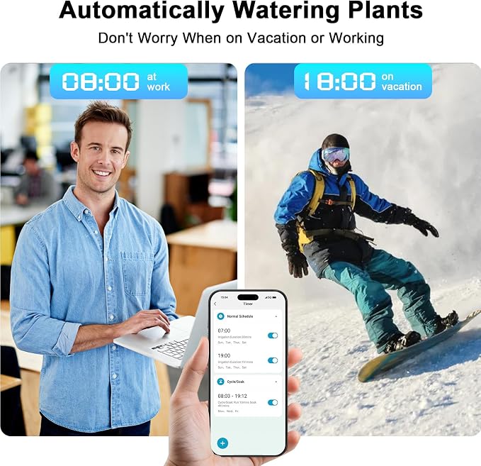 WiFi Water Timer with Brass Inlet, 1 Zone Smart Sprinkler Timer for Garden Hose Faucet, Hose Timers with Up to 20 Watering Plans, APP & Voice Control, Compatible with Alexa (2.4GHz Only)