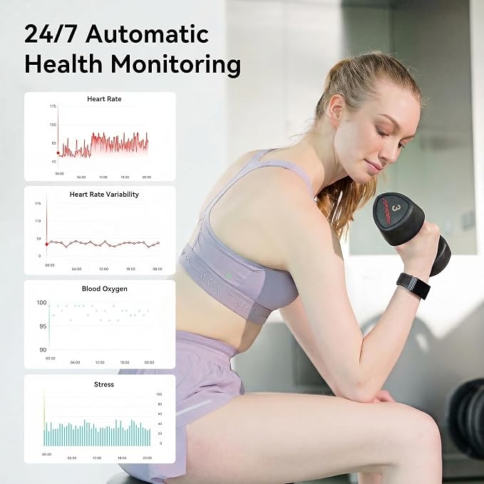 MIDDOW Smart Bracelet for Men Women, Screenless Fitness Tracker, No Subscription, 35-Day Battery Life, 24/7 Activity and Sleep Monitor, Menstrual Cycle Insights, AI Analysis (2 Bands)