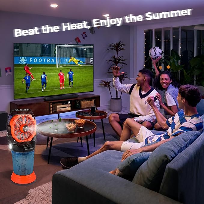 Fotgear Portable Misting Fan - 2026 New Mist Fan with 3 Spray Nozzles, 2 Spray Modes & 2L Water Tank, 20000mAh Battery & Remote, 120° Auto Oscillating, RGB Lights & Flashlight for Camping Patio Beach