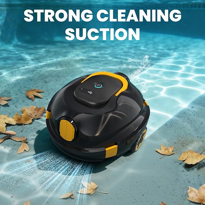 Y20 Robotic Pool Cleaner, Cordless Pool Vacuum for Above Ground & Inground Flat Pools with Dual Motors, 130 Min Runtime, Auto-Parking, Powerful Pool Vacuum Robot for Up to 1200 Sq.Ft