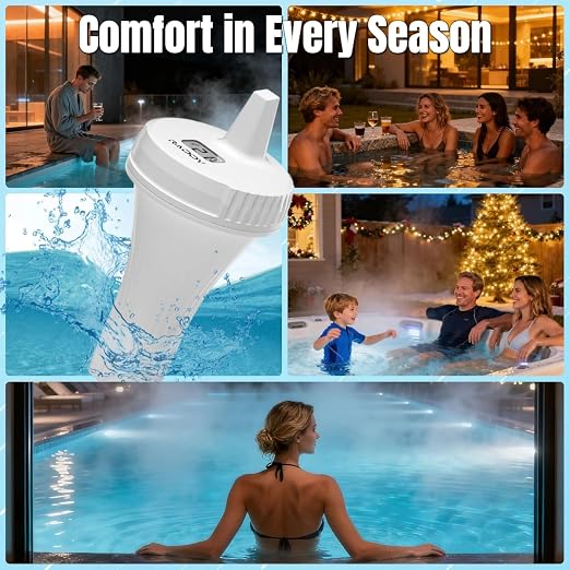 Raddy PT-3 Wi-Fi Pool Thermometer Floating Easy Read with 2 Additional Remote Sensors, APP Remote Monitor, Large Digital Display, Rechargeable, Wireless Hygrometer Thermometer for Indoor Outdoor