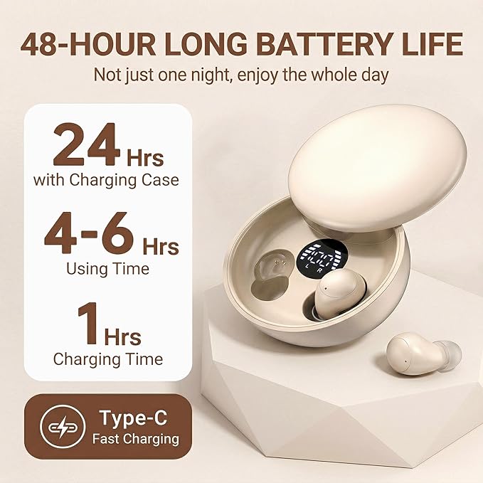 Sleep Earbuds, Invisible Mini Wireless Earbuds for Small Ear Canals, Ergonomic Bluetooth Earbuds with Premium Sound and One-Step Auto Pairing