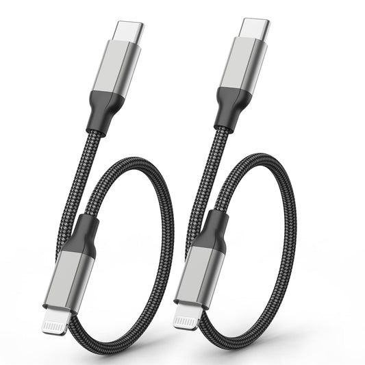 6 inch USB C to Lightning Cable Short, 0.5ft 2Pack Type C to Lightning Cord Power Delivery Fast Charging,[MFi Certified]Nylon Braided USB C iPhone Charger for iPhone14 13 12 11 Pro Max XR XS 8 SE iPad