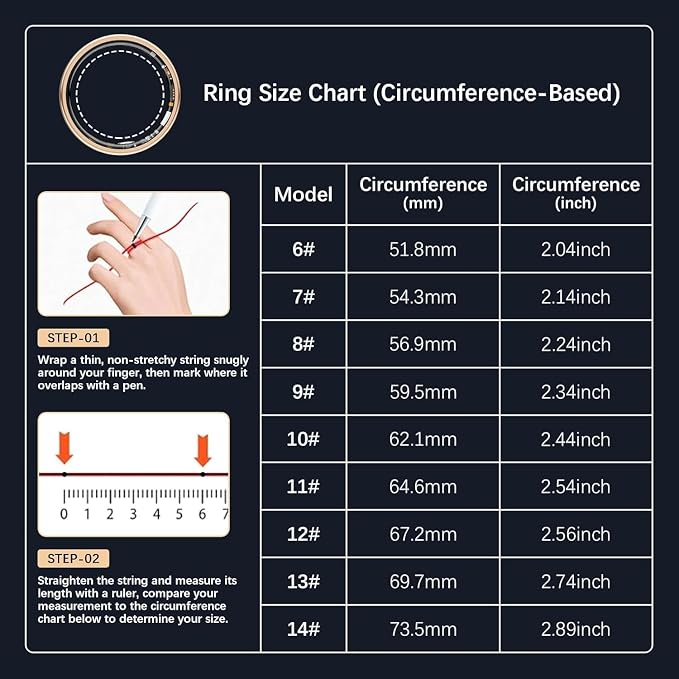 Smart Rings for Women Men, Fitness Ring with Heart Rate, Blood Oxygen, HRV, Stress, Sleep Tracker, Step Tracker, No Subscription Fee, lP68 Waterproof Smart Ring for iPhone & Android (Rose Gold, 13#)