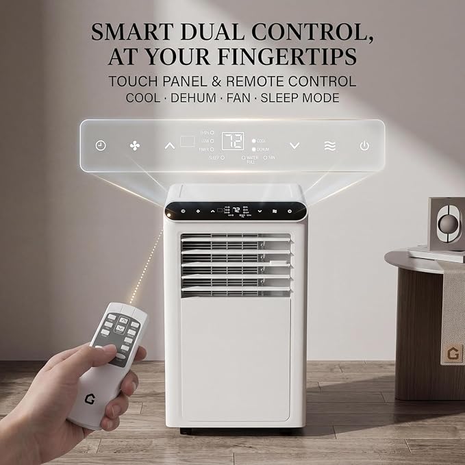10000 BTU Portable Air Conditioners, Portable AC Unit for Room Up to 450 Sq.Ft, Cooling, Dehumidifier & Fan Modes, Remote Control, Dust Filter, 50 dB Quiet Operation, for Bedroom Office Apartment