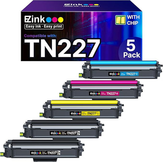 E-Z Ink TN-227 TN227 Compatible Toner Cartridge Replacement for Brother TN227 TN223 TN-227BK/C/M/Y High Yield Brother for Brother HL-L3270CDW MFC-L3770CDW HL-L3290CDW MFC-L3710CW (5 Pack)