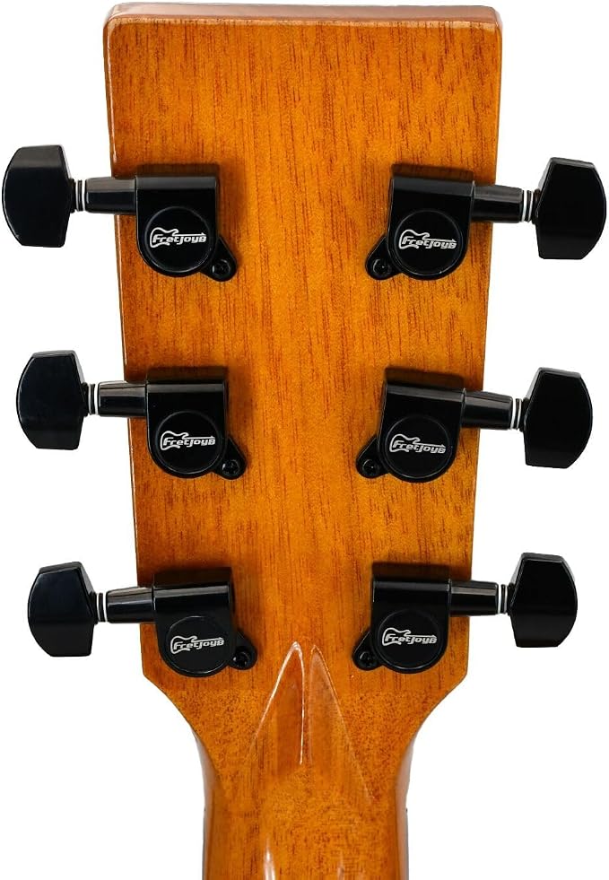 FretJoyB 18:1 Guitar Tuning Pegs 3x3 Standard Guitar Tuners Tuning Keys Replacement for Acoustic or Electric Guitars-Black(3 Right+3 Left)