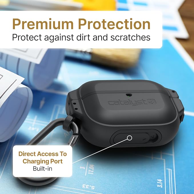 Catalyst Total Protection Case for AirPods Pro 2nd Generation Case - Waterproof, and Shockproof Rugged Full Body Case for AirPods Pro 1 and AirPods Pro 2, Secure Locking System Case with Carabiner
