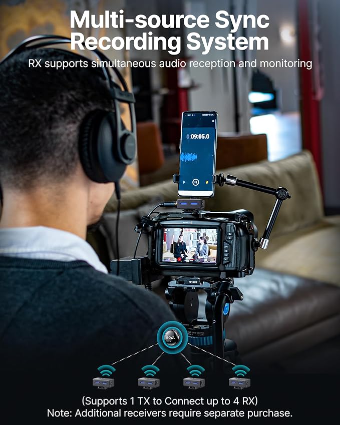 BOYA BOYALINK 3 Wireless Lavalier Microphone for iPhone/Android/Camera/PC/Tablets,AI Noise Cancellation,48kHz/24Bit Studio Sound,APP Control,984ft 30h Battery with Charging Case for Vlogging Interview