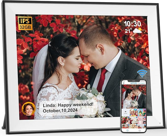 17" Digital Picture Frame Large-Digital-Photo-Frame - Touch Screen, Light Sensor, Full Function, Load Photo Video from Phone to 32GB Digital Frame Via App Email, Free Cloud, Birthday Gifts for Mom Dad