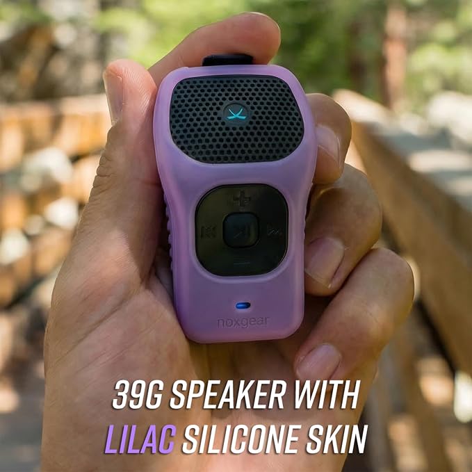 noxgear 39g Wearable Bluetooth Speaker, Magnetic Mini Clip-On EDC Gear, Waterproof Up to 15 Hours Playtime | Clip On Speaker, Wearable Speaker with Microphone, 100ft Range (Color: Lilac)
