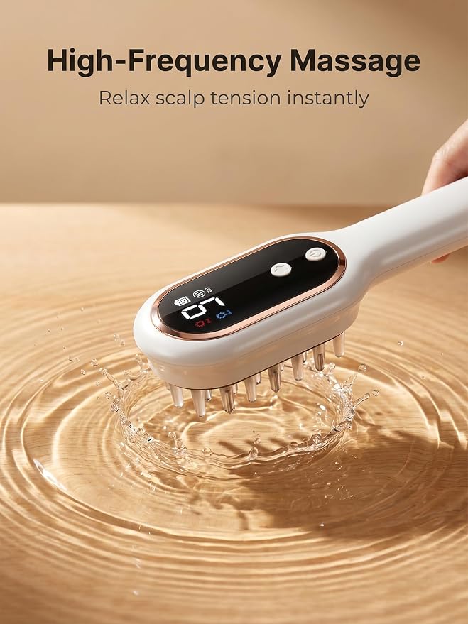 FDA-Device 650Nm LLLT Red Light Therapy For Hair Growth And Hair Loss, Cordless Handheld Scalp Laser Brush For Men & Women With Thinning Hair Baldness Receding Hairline, Portable Home Travel