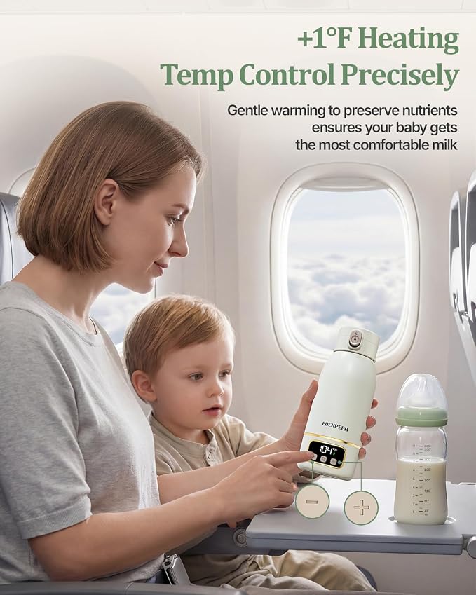 Portable Bottle Warmer for Travel, Fast Baby Bottle Warmer On the Go with Precise Temp Control, 17 OZ Milk Warmer, Leak-Proof Cordless Breastmilk Warmer, Fits Most Bottles, Ideal Newborn Baby Gift