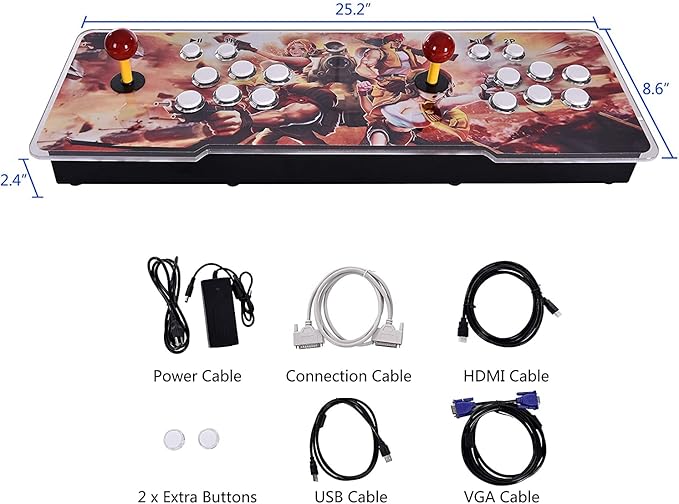 FVBADE [32000 Games in 1 78S Pandora Box Arcade Game Console for PC & Projector & TV,3D Games 1-4 Players Double Joystick Favorite List Game Category Save/Search/Hide/Pause/Delete