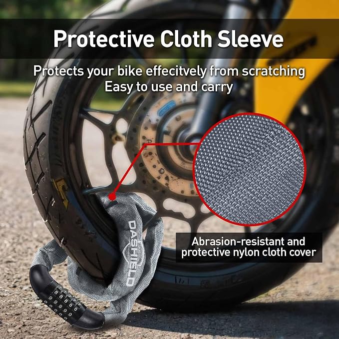 Bike Chain Lock Security 5 Digit Resettable Combination, 38.6 inches Heavy Duty Anti Theft Lock Chain for Bicycle, Motocycle, Scooter, Gate, Fence (Gray, 3.2ft)