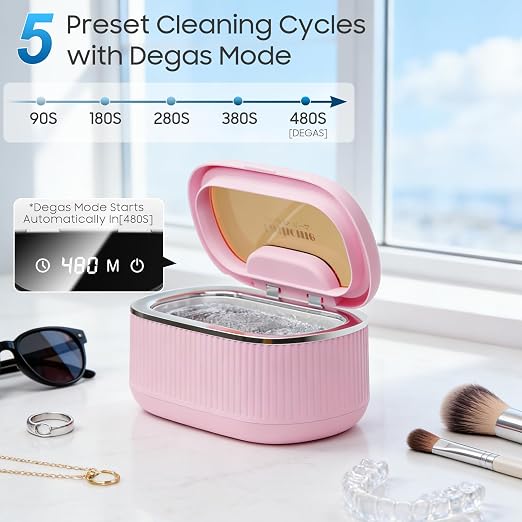 Ultrasonic Jewelry Cleaner Machine, 45kHz Sonic Cleaner for Rings, Glasses, Braces, 550ml Stainless Steel Tank with 2x100ml Cleaning Solution, 5 Timer & 3 Power for Home, Jewelry Store, Dental Care | ultrasonic jewelry cleaner 550ml stainless steel tan...