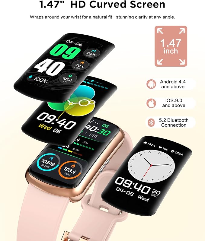 SOUYIE 2026 Smart Watch Fitness Trackers for Women, 1.47″ HD Curved Screen, 24/7 Health Monitor, Sleep Tracker, 110+ Sports Modes Pedometer Step Tracker, Waterproof Activity Tracker for Android iOS