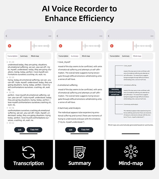 AI Note Taker Transcription with APP 128GB Voice Recorder for Phone Call | Magnetic Audio Recording Device, Portable Transcriber, Digital Recorder for Note Taking, Lectures, Meetings, Classroom