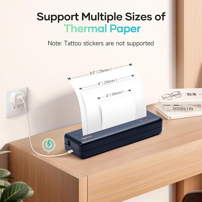 iDPRT MT890 Portable Wireless Printer with 5 Roll Paper