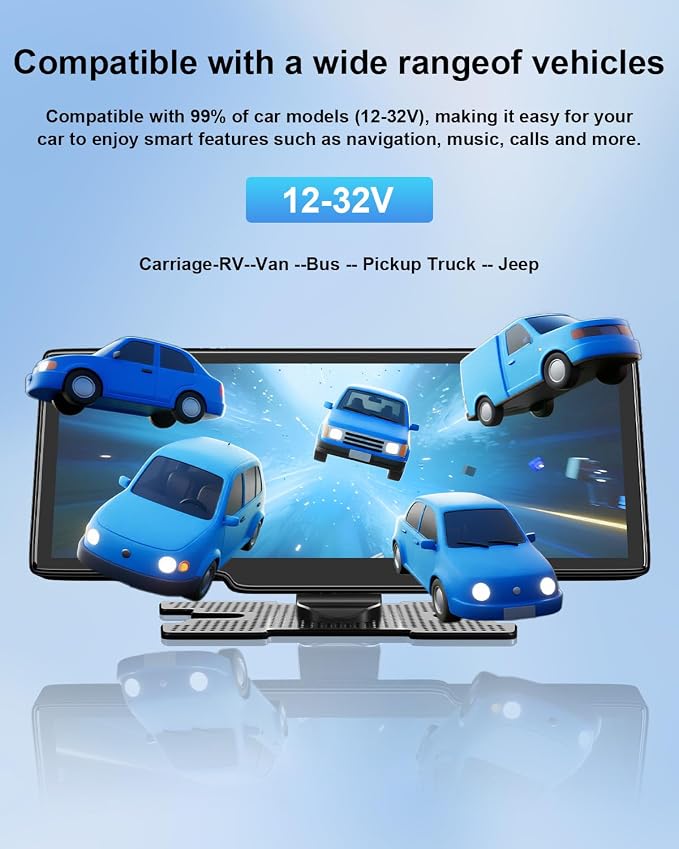 HK5 Carplay Screen for Car, 10.26’’ HD Wireless Apple Carplay & Android Auto Touchscreen with Backup Camera, Car Play Screen iOS 26 Compatible, GPS Navigation/Mirror Link/Siri/FM (No Front Camera)