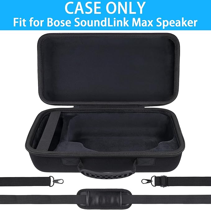 for Bose SoundLink Max Portable Speaker Hard Protective Case, Portable Travel Case with Shoulder Strap and Handle (Black Case) - co2CREA