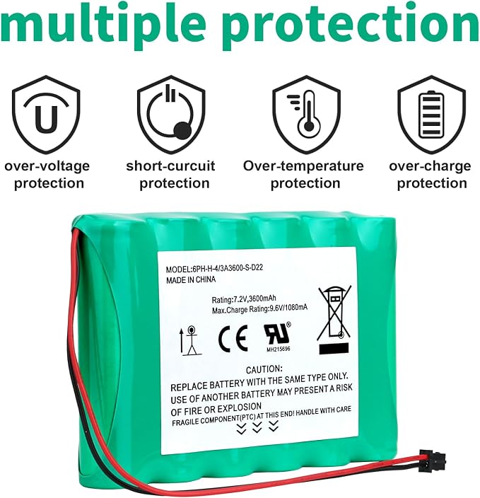 3600mAh 7.2v Ni-MH Replacement Battery for DSC 6PH-H-4/3A3600-S-D22 ADT DSC IMPASSA 9057 SCW9055 SCW9057 BH7236-SS 17000145 17000152 Wireless Home Security System