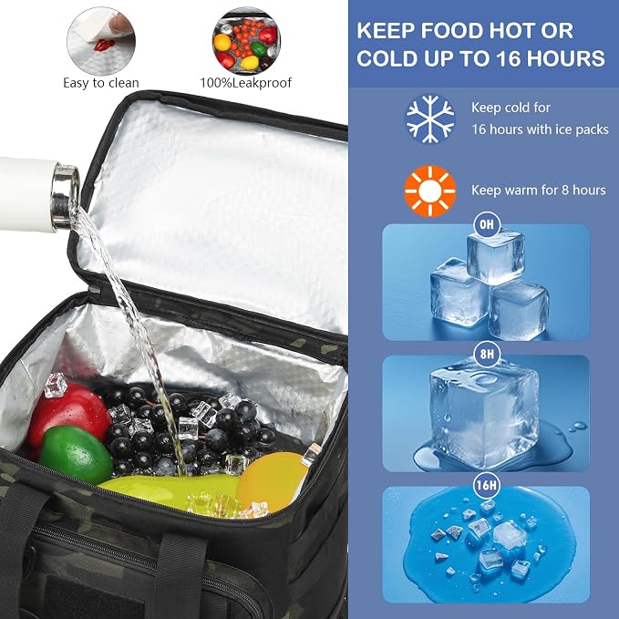 Tactical Cooler Backpack - 42 Cans Backpack Coolers Insulated Leak Proof for Men & Women, Soft Cooler Insulated Backpack for Lunch, Work, Camping, Hiking, Picnic, Beach & Travel