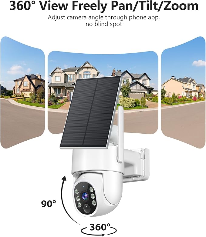 Gianteye 5G Solar Security Cameras Wireless Outdoor, 2K Cameras for Home Security Outdoor, Security Cameras Wireless Outdoor with Color Night Vision, 2-Way Talk, PTZ Human Detection, 2 Packs