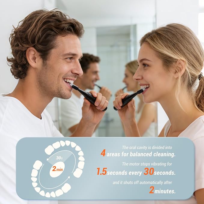 6 Pack Rechargeable Sonic Electric Toothbrush with 24 Brush Heads 12000 VPM 5 Cleaning Modes Smart 2-Min Timer USB Rechargeable IPX7 Waterproof 4 Brush Heads