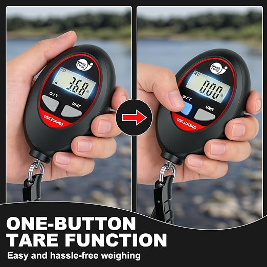 SNAIL TRAIL 100 lbs Digital Fishing Weight Scale & 4.6'' Fish Lip Gripper, LCD Display, Multi-Unit (LB, KG, LB:OZ), Portable Electric Tournament Bass Weigher for Anglers