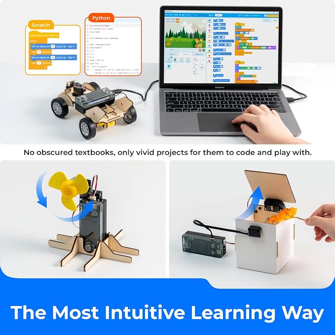Makeblock Cyberpi Project-Based Coding Kit, Coding for Kids Support Scratch & Python Programming, STEM Projects for Kids Ages 8-12, Robotics Kit Support IoT Technology with Built-in WiFi Module