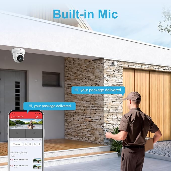 Anpviz 4MP PoE IP Turret Camera with Microphone/Audio, IP Security Camera Outdoor Indoor, Night Vision 50ft, Waterproof IP66, 110° Wide Angle 2.8mm Lens, 24/7 Recording, NDAA, IPC-D3240W-S (U Series)