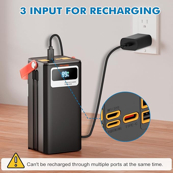 Portable Power Station, 27,000mAh Outdoor Generator with Built in Cable, Portable Power Bank Backup Battery for Phone Charge, Travel, Home use, Camping, RV Trip
