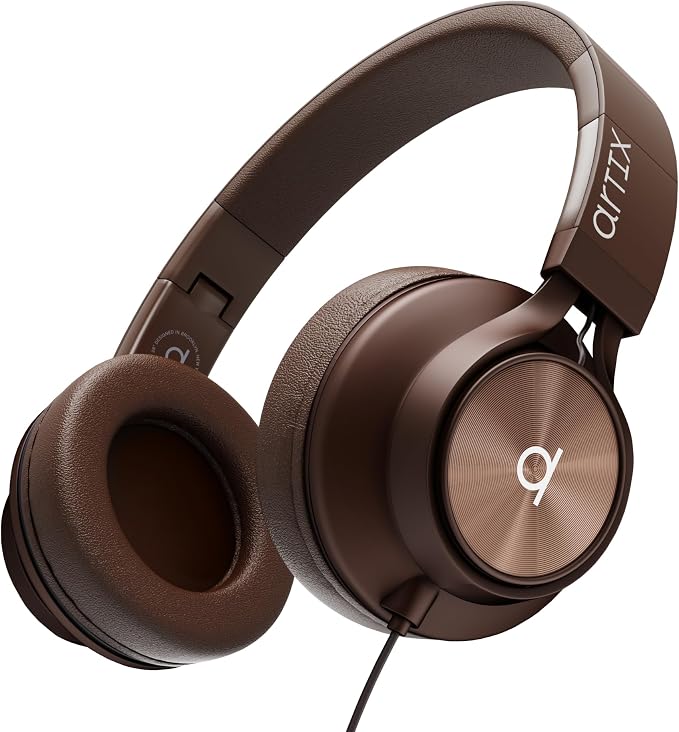 Artix CL750 Adults & Kids Headphones with Cord - Plug-In Over Ear Headphones Wired with Mic and Volume Control, Corded Head phones for Laptop, Computer, Chromebook, Tablet & Smartphone with 3.5mm Jack