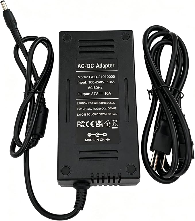 24V 10A AC to DC Adapter for LED Strip Light Driver CCTV Cameras 3D Printer Security System LCD Monitor,24 Volts 10 Amps Power Transformer 5.5x2.5mm&5.5x2.1mm Massage Chair AC to DC Converter