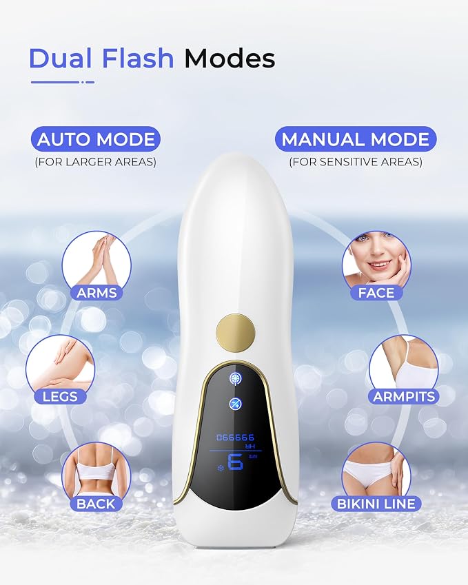 Laser Hair Removal for Women and Men, Air 15 Ice-cooling IPL Device Hair Removal for Nearly Painless & Long-Lasting Results From Home, 3 Modes & Auto Flashing for Fast Full Body Hair Removal