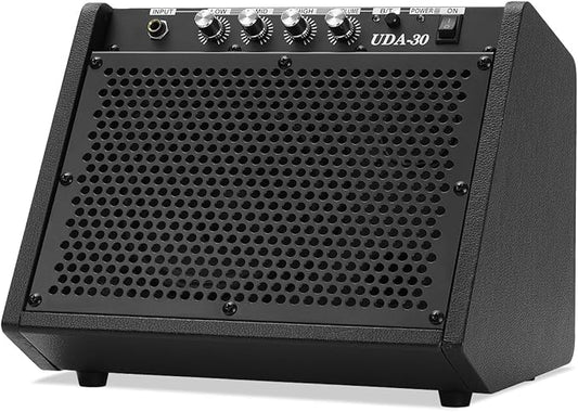 Electric Drum Amplifier 30W Wireless Drum Speaker with 3-Band EQ, Portable E Drum Amp for Electronic Drum Set, Guitar & Keyboard, Compact Practice Amp for Home Studio