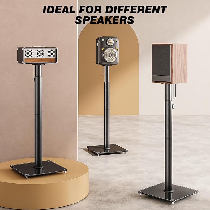 5Rcom Universal Speaker Stands with 360° Swivel, Height Adjustable Bookshelf Speakers Stand from 32" to 43", Speaker Stands Pair to 11 lbs Per Stand for Satellite and Studio