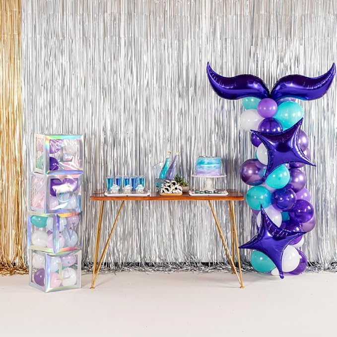 Restaurantware-Balloonify Mermaid Balloon Arch Kit, 1 Party Decoration Kit - 80 Balloons, With Chain, Latex Mermaid Tail Balloon Arch Kit, Includes Glue Dots, Ribbon, Knot, And Pump