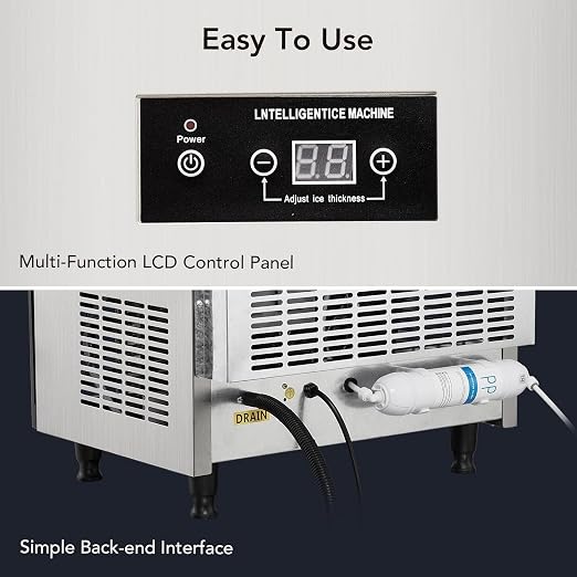 GarveeTech Commercial Undercounter Ice Maker 160 LB/24H - Stainless Steel Freestanding w/40 LB Storage，5x12 Cylinder Ice Cube Production for Restaurants/Bars