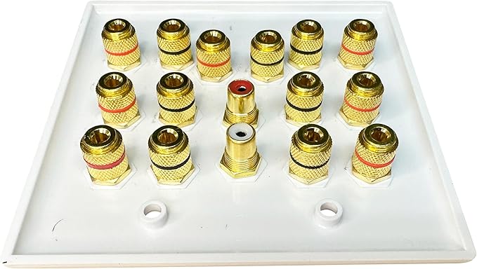 DIYTECH 7.2 Speaker Wall Plate, Home Theater Wall Plate, Gold Plated Binding Posts, for Home Theater Setup