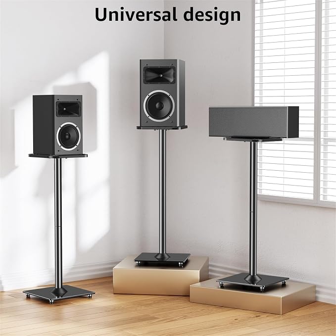 MOUNTUP Universal Speaker Stands Pair for Surround Sound Home Theater, 31" Height Floor Speaker Stands Max 22LBS, Bookshelf Studio Satellite Speakers Fit Klipsch Polk Yamaha, Non Slip Pad Easy Install