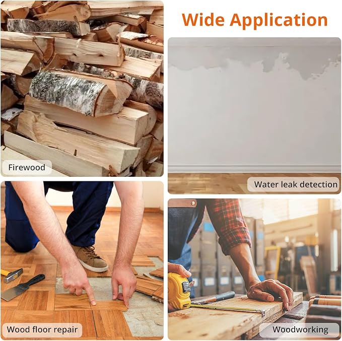 Proster Rechargeable Moisture Meter with Tri-Colour Display – Wall Damp Meter with Visual & Sound Alerts, Professional Damp Detector for Timber, Walls, Cement, and Building Materials