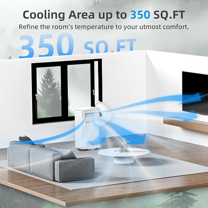Antarctic Star 8000 BTU Portable Air Conditioner, 4-in-1 AC Unit with Cooling, Dehumidifier & Fan Modes, Sleep Mode, 24H Timer & Remote Control, Moving Wheels & Window Installation Kit
