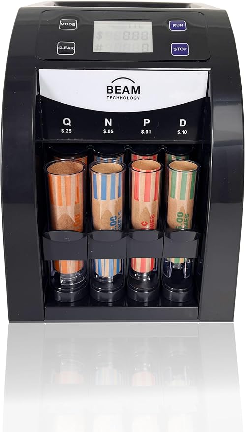 Automatic Coin Sorter and Counter with Display, 2 Row with Quick-Access Lid, Patented Anti-Jam Technology, Coin Wrapper Starter Pack Included, with Value Counting Coin Counter (CSD-2000)