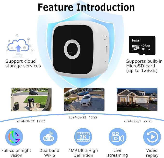 SOIADV Window Camera Wireless 2Pack, No-Drill Install,2.4GHz & 5GHz WiFi Indoor Cameras for Home Security, AI Human Detection, 6s Pre-Roll, 2K Color Night Vision, Battery Powered