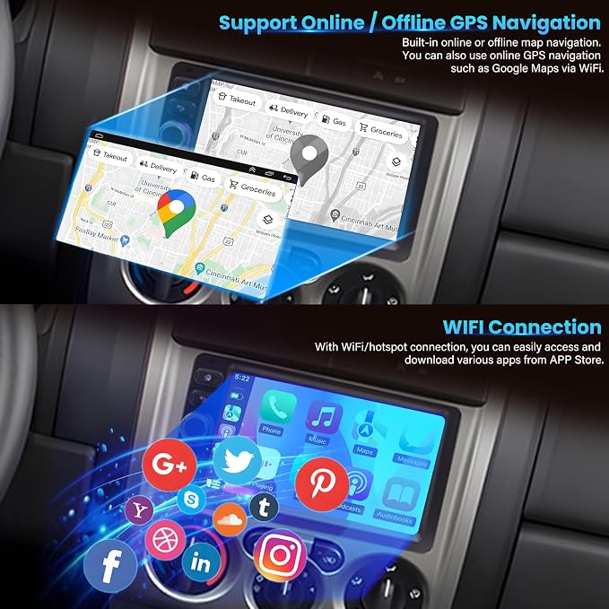 8 Core 4+64G Car Stereo Radio for Chevy Chevrolet Silverado Tahoe 2003-2006, GMC Sierra Yukon 2003-2006, Hummer 2003-2006, 7'' Radio with Wireless CarPlay/Andriod Auto/WiFi/Bluetooth/Backup Camera/GPS