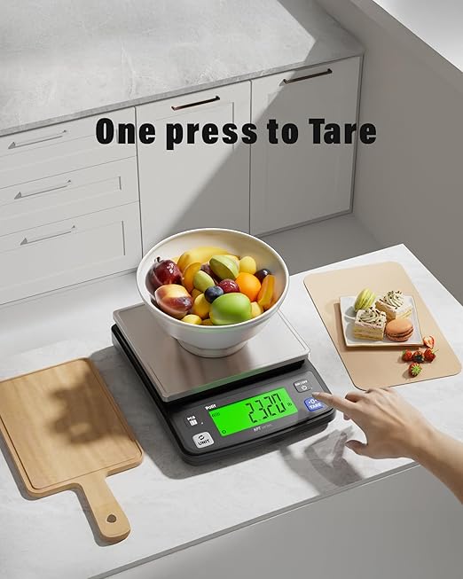 Polit KPT-EVO Digital Food Scale – 0.5g Precise Rechargeable Scale with Stainless Steel Tray, 13lb/6kg Capacity, Ideal for Baking, Coffee Brewing and Diet Tracking